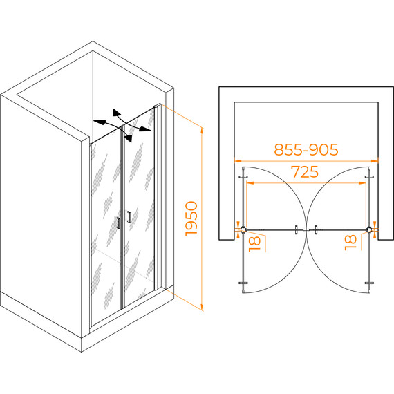 Душевая дверь RGW PA-104 90 см 060810409-11, хром/прозрачное - 5 Душевая дверь RGW PA-104 90 см 060810409-11, хром/прозрачное фото 5
