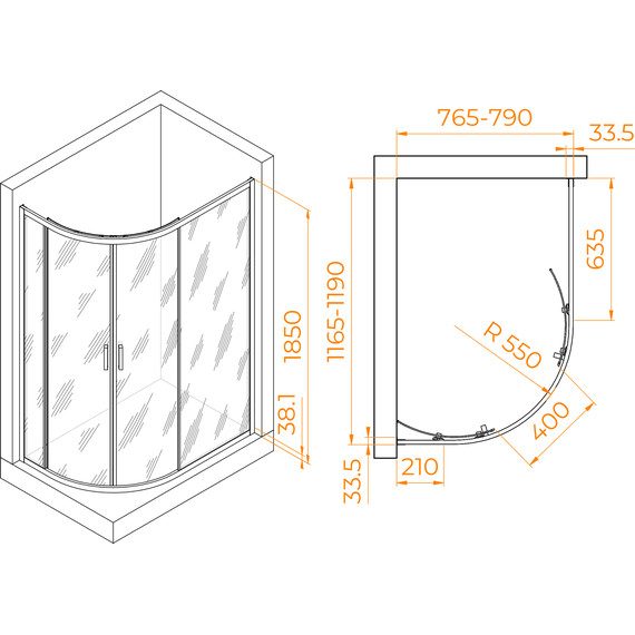 Душевое ограждение RGW PA-61 120x80 см 41086182-11, хром/прозрачное фото 3