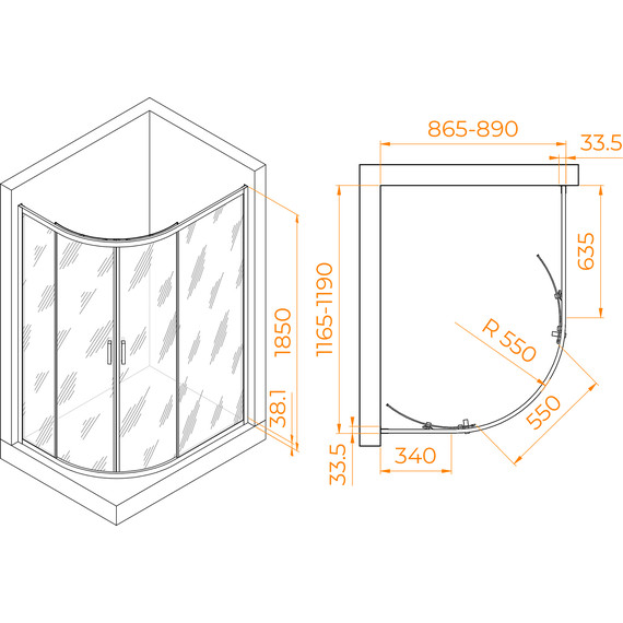 Душевое ограждение RGW PA-61 120x90 см 41086192-11, хром/прозрачное фото 3