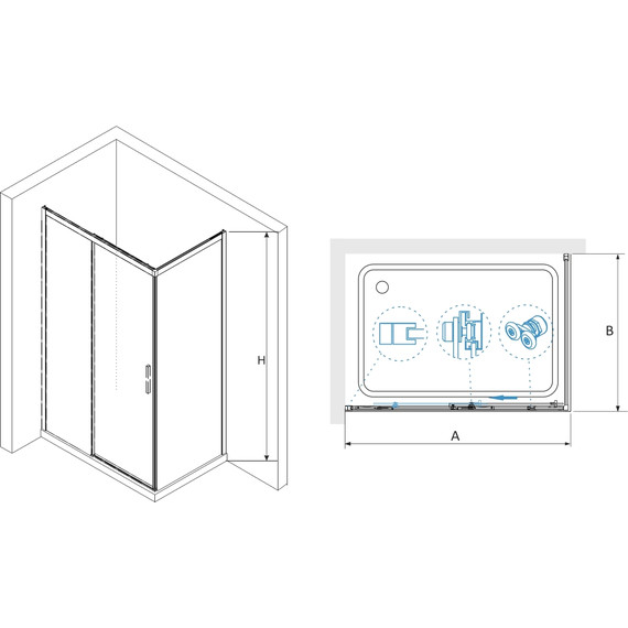 Душевое ограждение RGW LE-41-1B 190x100 см 341241109-014, чёрный/прозрачное фото 5