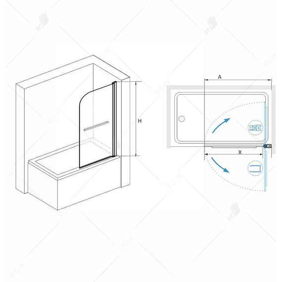 Шторка для ванны RGW SC-114B 80 см 411111408-14, чёрный/прозрачное фото 7