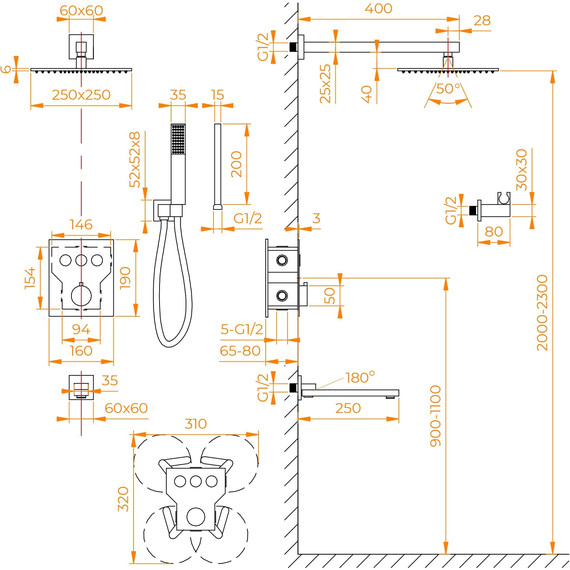 Душевая система для ванны с термостатом RGW SP-371 511408371-01 фото 7