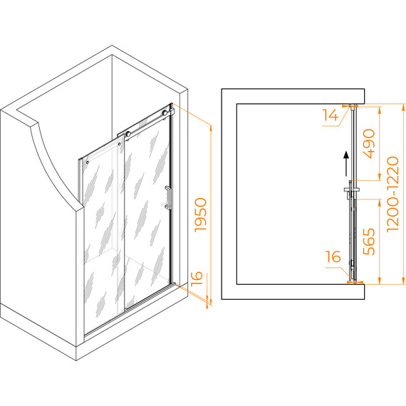 Душевая дверь RGW TO-14B 120 см 02071412-14 (стекло 8 мм), черный/прозрачное фото 3