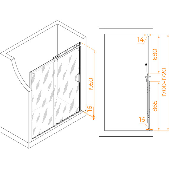 Душевая дверь RGW TO-14B 170 см 02071417-14 (стекло 8 мм), черный/прозрачное - 3 Душевая дверь RGW TO-14B 170 см 02071417-14 (стекло 8 мм), черный/прозрачное фото 3