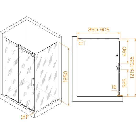Душевое ограждение RGW TO-44-1B 120x90 см 020744129-14 (стекло 8 мм) чёрный/прозрачное фото 3
