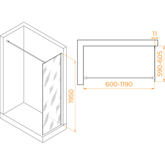 Душевая перегородка RGW WA-002B 60x195 см 35100206-14 с кронштейном в комплекте, черный/прозрачное - 5 Душевая перегородка RGW WA-002B 60x195 см 35100206-14 с кронштейном в комплекте, черный/прозрачное фото 5