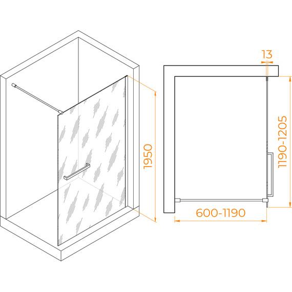 Душевая перегородка RGW WA-041B 120x195 см 35104012-14 (стекло 8 мм) с кронштейном в комплекте, черный/прозрачное - 4 Душевая перегородка RGW WA-041B 120x195 см 35104012-14 (стекло 8 мм) с кронштейном в комплекте, черный/прозрачное фото 4