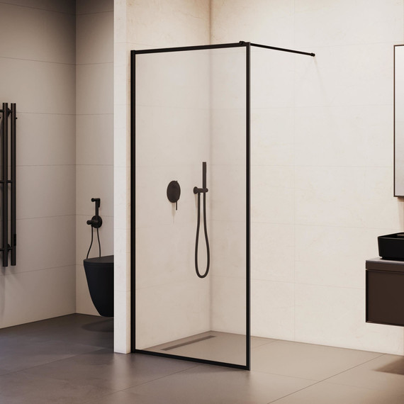 Душевая перегородка RGW WA-012B 90x200 см 35101290-84 (стекло 8 мм) с кронштейном в комплекте, чёрный/прозрачное фото 4