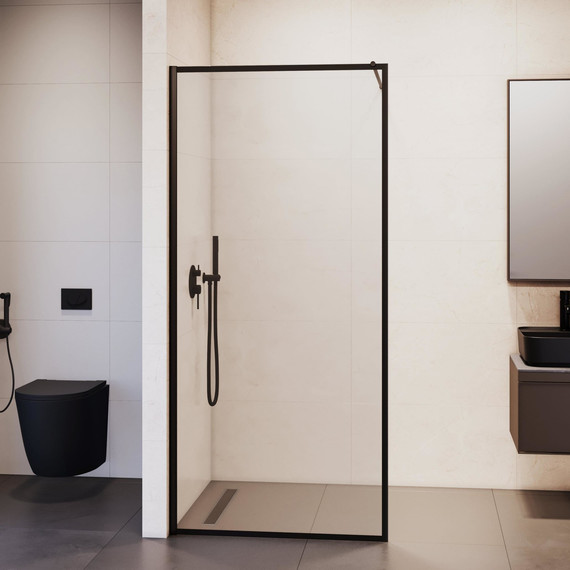 Душевая перегородка RGW WA-012B 90x200 см 35101290-84 (стекло 8 мм) с кронштейном в комплекте, чёрный/прозрачное фото 5