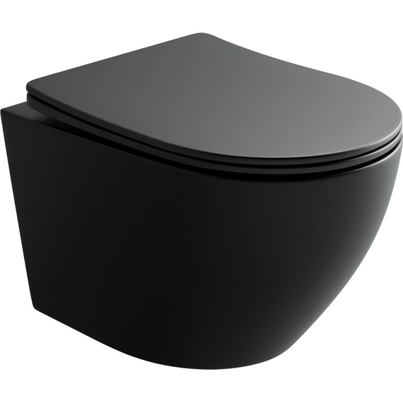 Унитаз подвесной безободковый Ceramicanova Uno Rimless CN11001MB с крышкой микролифт, чёрный матовый, Цвет производителя: чёрный матовый фото 