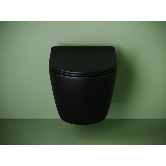 Унитаз подвесной безободковый Ceramicanova Uno CN11001TMB (система смыва Торнадо) с крышкой микролифт, чёрный матовый, Цвет производителя: чёрный матовый фото 2