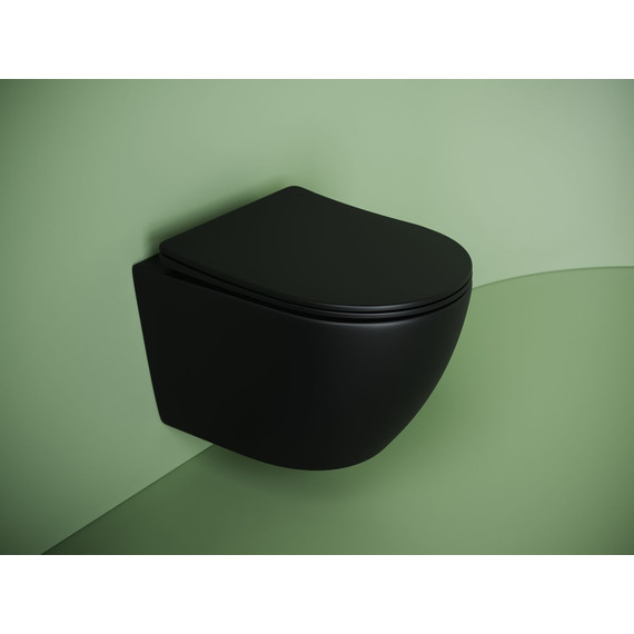 Унитаз подвесной безободковый Ceramicanova Uno CN11001TMB (система смыва Торнадо) с крышкой микролифт, чёрный матовый, Цвет производителя: чёрный матовый фото 4