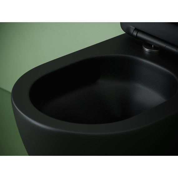 Унитаз подвесной безободковый Ceramicanova Uno CN11001TMB (система смыва Торнадо) с крышкой микролифт, чёрный матовый, Цвет производителя: чёрный матовый фото 5