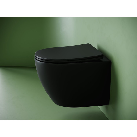 Унитаз подвесной безободковый Ceramicanova Uno CN11001TMB (система смыва Торнадо) с крышкой микролифт, чёрный матовый, Цвет производителя: чёрный матовый фото 6