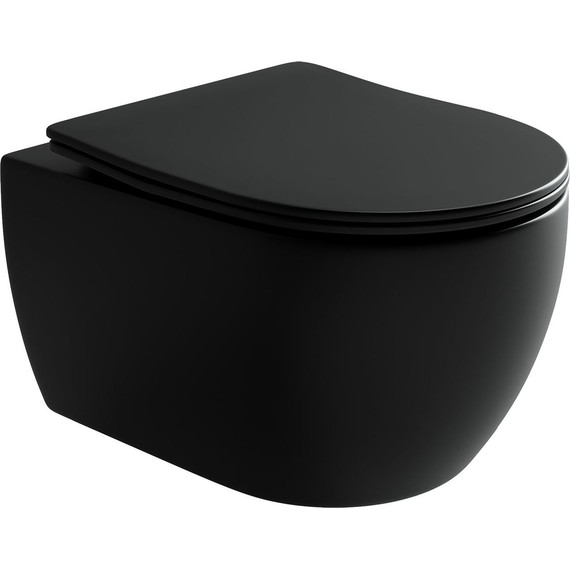 Унитаз подвесной безободковый Ceramicanova Play Rimless CN3001MB с крышкой микролифт, чёрный матовый, Цвет производителя: чёрный матовый фото 