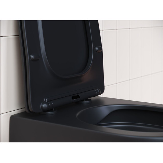 Унитаз подвесной безободковый Ceramicanova Play Rimless CN3001MB с крышкой микролифт, чёрный матовый, Цвет производителя: чёрный матовый фото 8