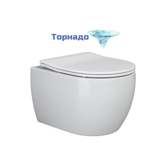 Унитаз подвесной безободковый Ceramicanova Play Rimless CN3001 (система смыва Торнадо) с крышкой микролифт, Цвет производителя: белый фото 