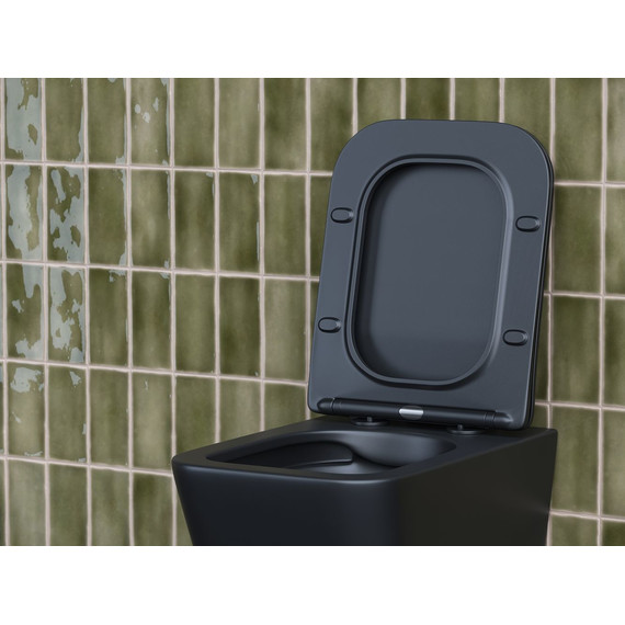 Унитаз подвесной безободковый Ceramicanova Metric Rimless CN3007MB с крышкой микролифт, чёрный матовый, Цвет производителя: чёрный матовый фото 8