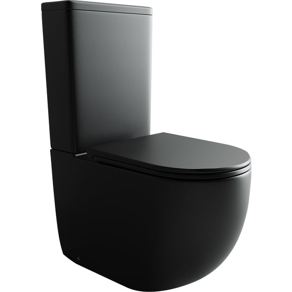 Унитаз компакт Ceramicanova Metropol Rimless CN4001MB с крышкой микролифт, чёрный матовый фото 