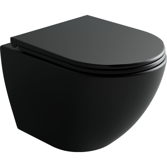 Унитаз подвесной безободковый Ceramicanova Metropol CN4002TMB (система смыва Торнадо) с крышкой микролифт, чёрный матовый фото 2
