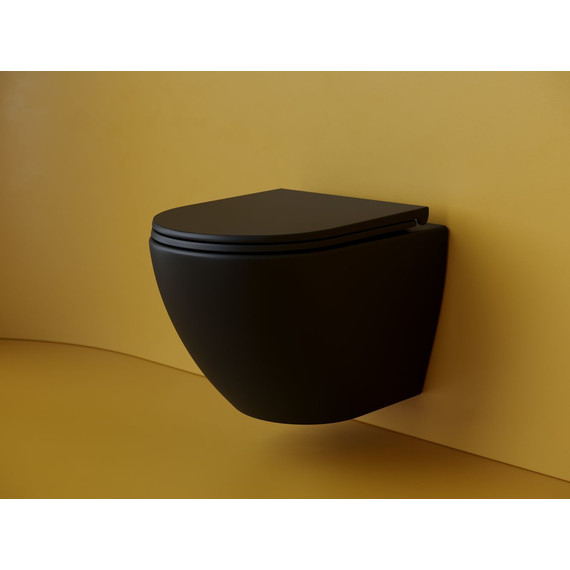 Унитаз подвесной безободковый Ceramicanova Metropol CN4002TMB (система смыва Торнадо) с крышкой микролифт, чёрный матовый фото 3