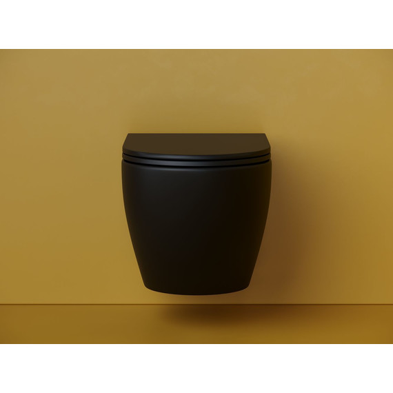 Унитаз подвесной безободковый Ceramicanova Metropol CN4002TMB (система смыва Торнадо) с крышкой микролифт, чёрный матовый фото 9