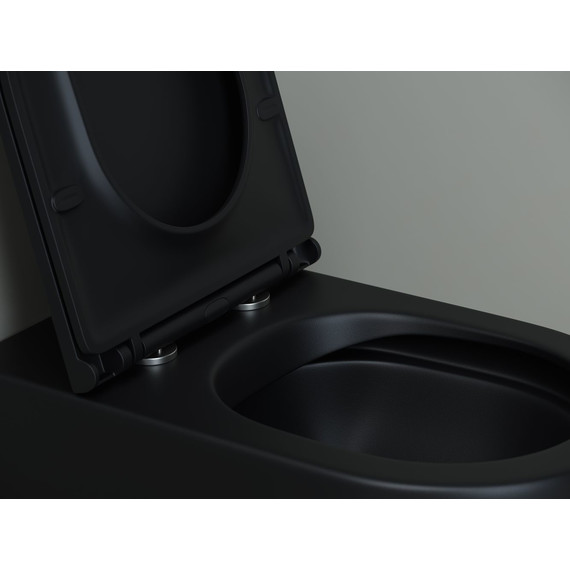 Унитаз компакт Ceramicanova Metropol Rimless CN4004MB с крышкой микролифт, чёрный матовый фото 7