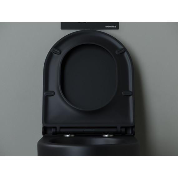 Унитаз компакт Ceramicanova Metropol Rimless CN4004MB с крышкой микролифт, чёрный матовый фото 8
