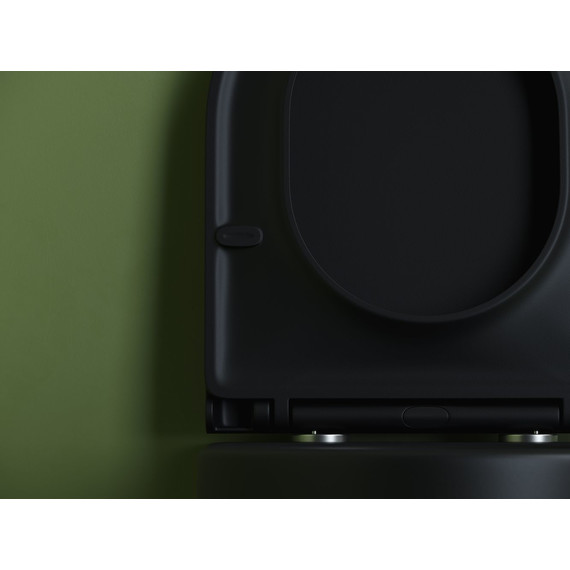 Унитаз подвесной безободковый Ceramicanova Ulma Rimless CN4006MB с крышкой микролифт, чёрный матовый, Цвет производителя: чёрный матовый фото 8