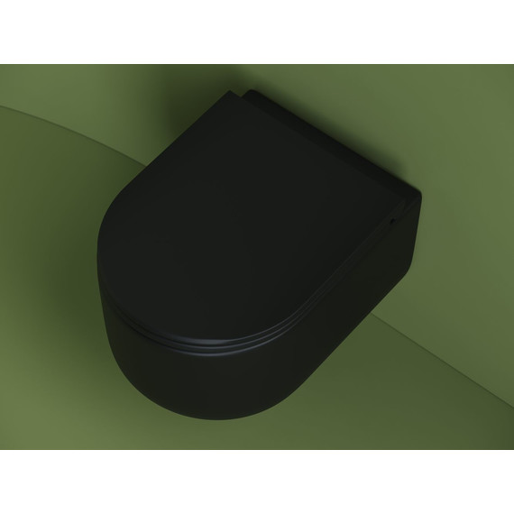Унитаз подвесной безободковый Ceramicanova Ulma Rimless CN4006MB с крышкой микролифт, чёрный матовый, Цвет производителя: чёрный матовый фото 9