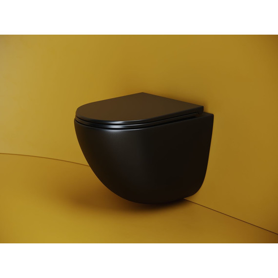 Унитаз подвесной безободковый Ceramicanova Vogue CN4008TMB (система смыва Торнадо) с крышкой микролифт, чёрный матовый, Цвет производителя: чёрный матовый фото 2