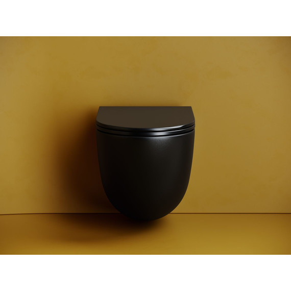 Унитаз подвесной безободковый Ceramicanova Vogue CN4008TMB (система смыва Торнадо) с крышкой микролифт, чёрный матовый, Цвет производителя: чёрный матовый фото 4