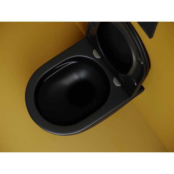 Унитаз подвесной безободковый Ceramicanova Vogue CN4008TMB (система смыва Торнадо) с крышкой микролифт, чёрный матовый, Цвет производителя: чёрный матовый фото 5
