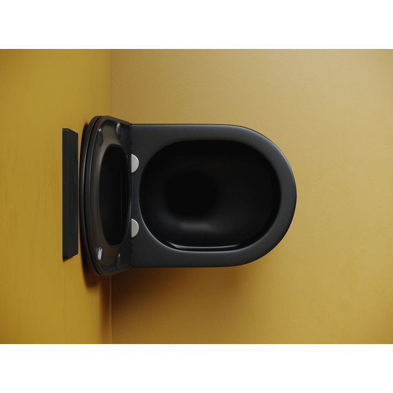 Унитаз подвесной безободковый Ceramicanova Vogue CN4008TMB (система смыва Торнадо) с крышкой микролифт, чёрный матовый, Цвет производителя: чёрный матовый фото 7