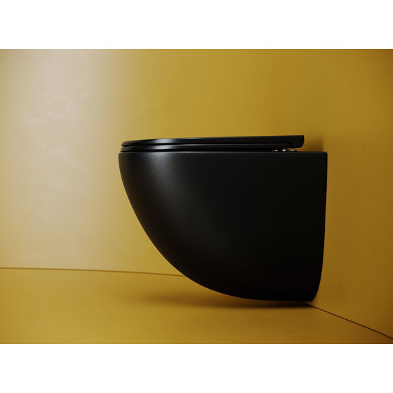 Унитаз подвесной безободковый Ceramicanova Vogue CN4008TMB (система смыва Торнадо) с крышкой микролифт, чёрный матовый, Цвет производителя: чёрный матовый фото 8