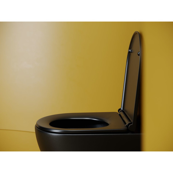 Унитаз подвесной безободковый Ceramicanova Vogue CN4008TMB (система смыва Торнадо) с крышкой микролифт, чёрный матовый, Цвет производителя: чёрный матовый фото 9