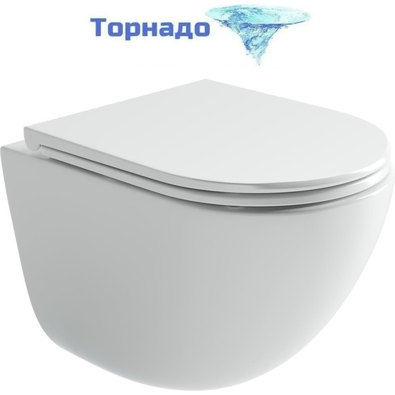 Унитаз подвесной безободковый Ceramicanova Vogue CN4008T (система смыва Торнадо) с крышкой микролифт, Цвет производителя: белый фото 