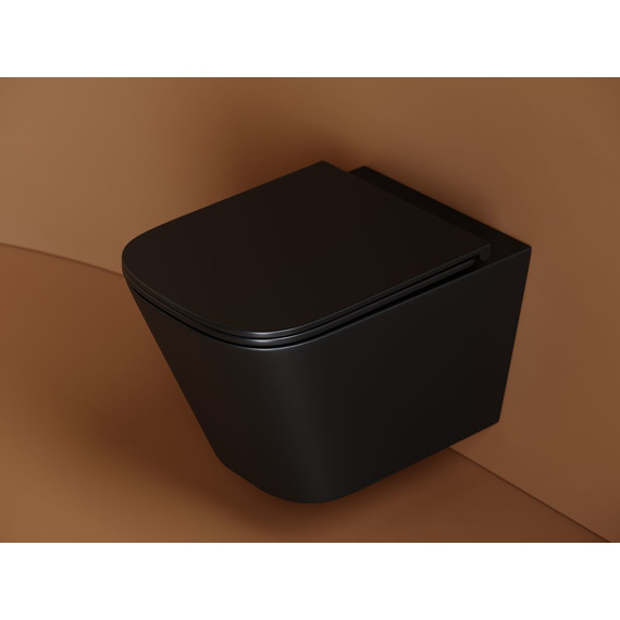 Унитаз подвесной безободковый Ceramicanova Union CN4009TMB (система смыва Торнадо) с крышкой микролифт, чёрный матовый, Цвет производителя: чёрный матовый фото 2