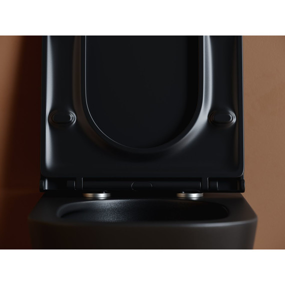 Унитаз подвесной безободковый Ceramicanova Union CN4009TMB (система смыва Торнадо) с крышкой микролифт, чёрный матовый, Цвет производителя: чёрный матовый фото 4