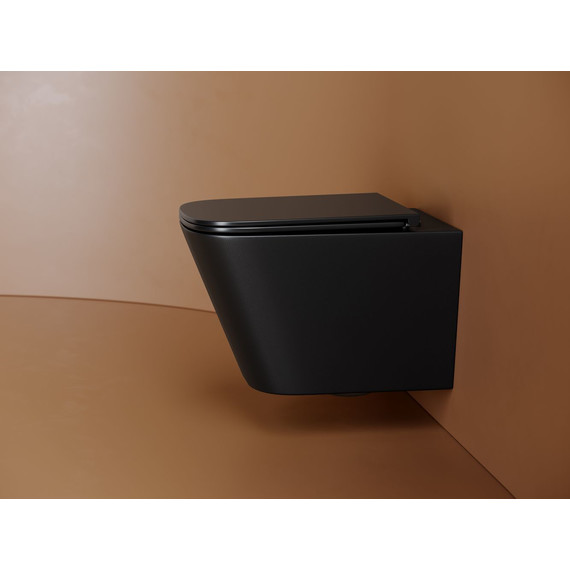 Унитаз подвесной безободковый Ceramicanova Union CN4009TMB (система смыва Торнадо) с крышкой микролифт, чёрный матовый, Цвет производителя: чёрный матовый фото 7