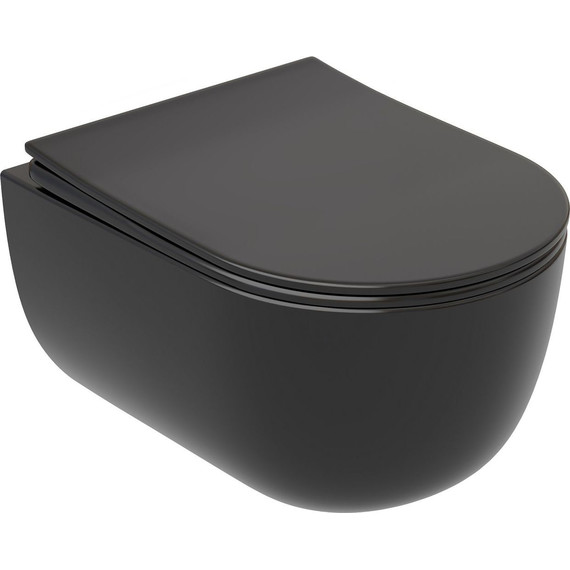Унитаз подвесной безободковый Ceramicanova Modena Rimless CN6063MB с крышкой микролифт, чёрный матовый, Цвет производителя: чёрный матовый фото 
