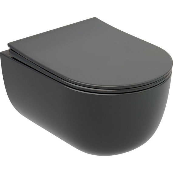 Унитаз подвесной безободковый Ceramicanova Modena Rimless CN6063MDH с крышкой микролифт, чёрный матовый фото 