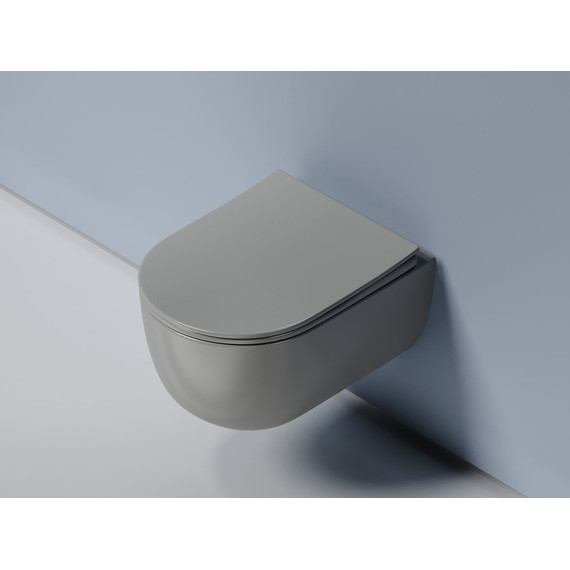 Унитаз подвесной безободковый Ceramicanova Modena Rimless CN6063MH с крышкой микролифт, серый матовый, Цвет производителя: тёмно-серый матовый фото 2