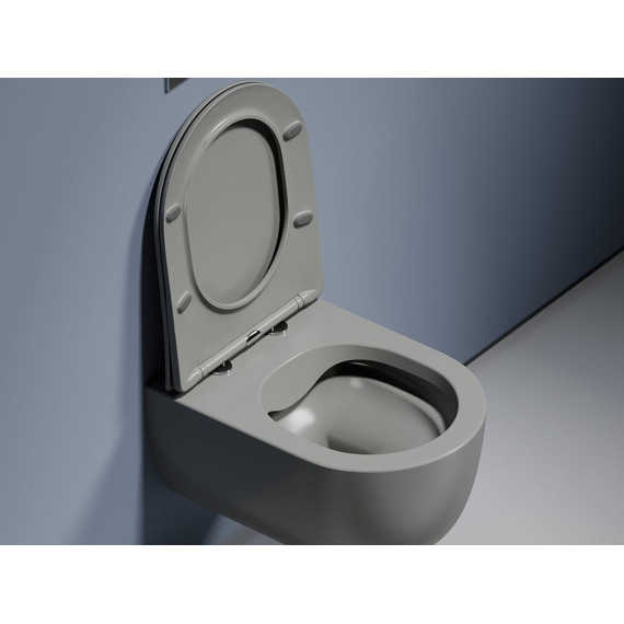 Унитаз подвесной безободковый Ceramicanova Modena Rimless CN6063MH с крышкой микролифт, серый матовый, Цвет производителя: тёмно-серый матовый фото 3