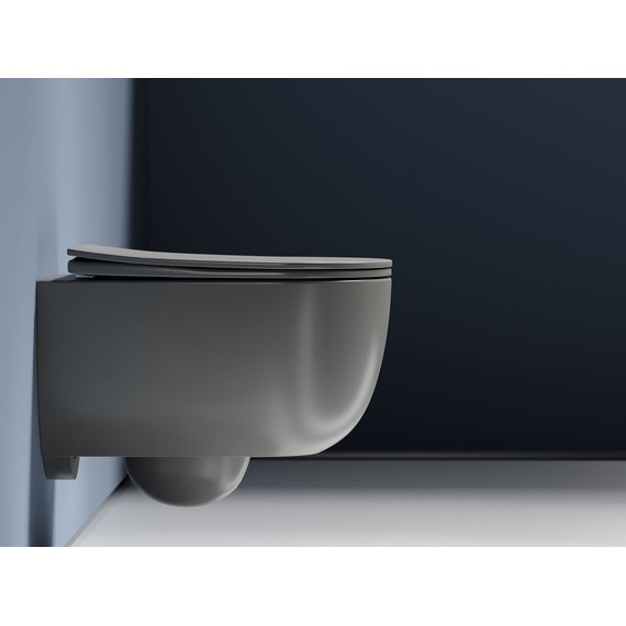 Унитаз подвесной безободковый Ceramicanova Modena Rimless CN6063MH с крышкой микролифт, серый матовый, Цвет производителя: тёмно-серый матовый фото 6