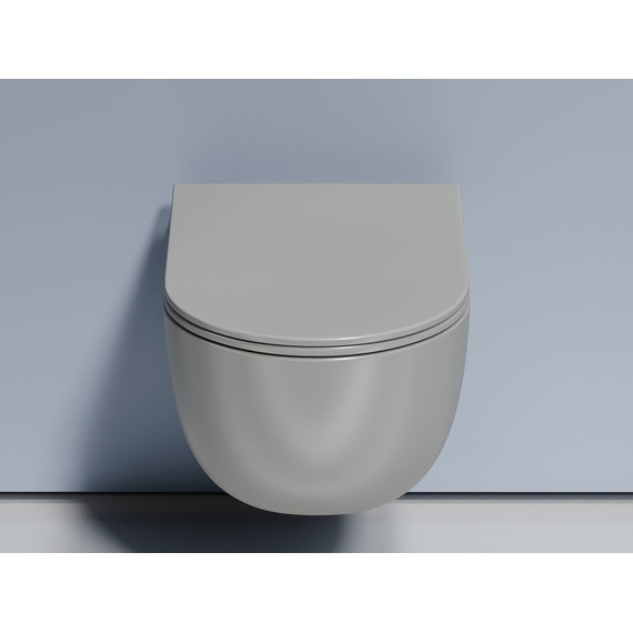 Унитаз подвесной безободковый Ceramicanova Modena Rimless CN6063MH с крышкой микролифт, серый матовый, Цвет производителя: тёмно-серый матовый фото 7