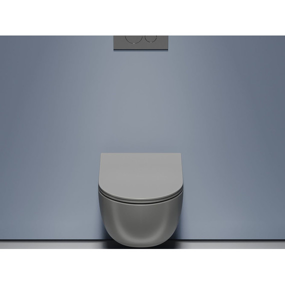 Унитаз подвесной безободковый Ceramicanova Modena Rimless CN6063MH с крышкой микролифт, серый матовый, Цвет производителя: тёмно-серый матовый фото 8