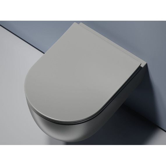 Унитаз подвесной безободковый Ceramicanova Modena Rimless CN6063MH с крышкой микролифт, серый матовый, Цвет производителя: тёмно-серый матовый фото 9