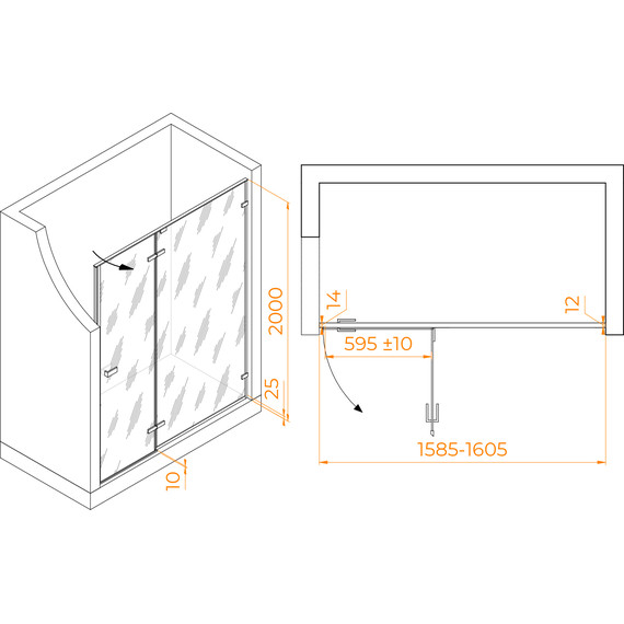 Душевая дверь RGW Stilvoll SV-004B 160 см 353200416-14 (стекло 8 мм) чёрный/прозрачное фото 2