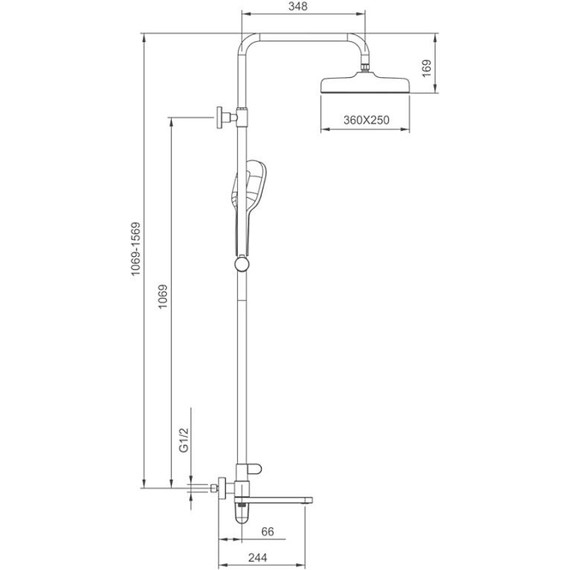 Душевая стойка с выдвижным изливом Gappo G10-3 G2410-3, золото сатин, Цвет производителя: золото сатин фото 2